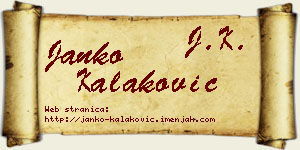 Janko Kalaković vizit kartica